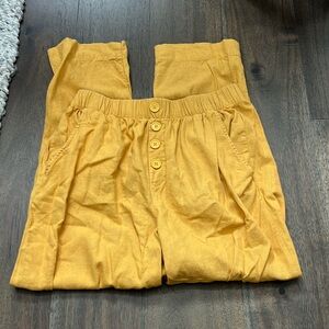 LOFT High Rise Straight Mustard Yellow Linen/Viscose Pants S